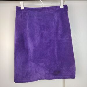 Y2K Global Identity Womens Size 9/10 Pencil Skirt Purple Suede Leather Lined 90s